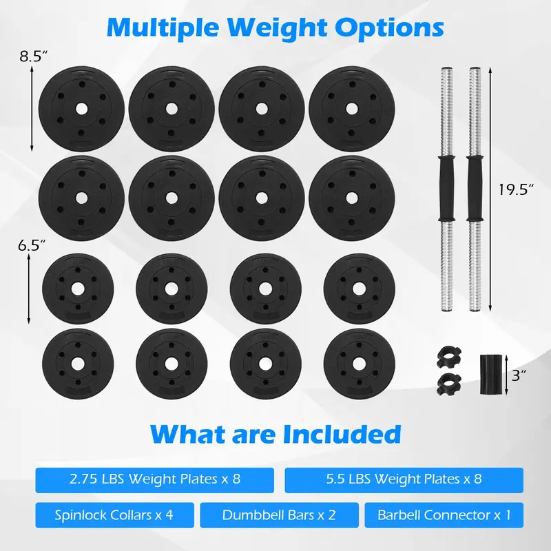 Adjustable Dumbbell Set – 66-Pound Fitness Kit with Interchangeable Weight Plates & Ergonomic Handle