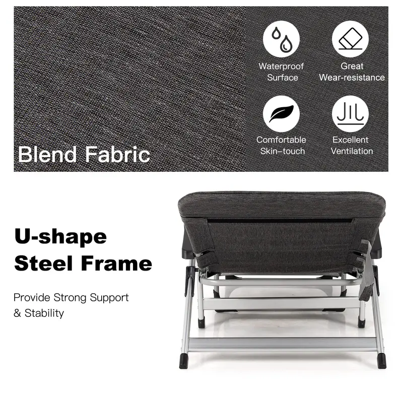 Adjustable Folding Chaise Lounge Chair for Outdoor Use – Includes Cup Holder and Removable Headrest