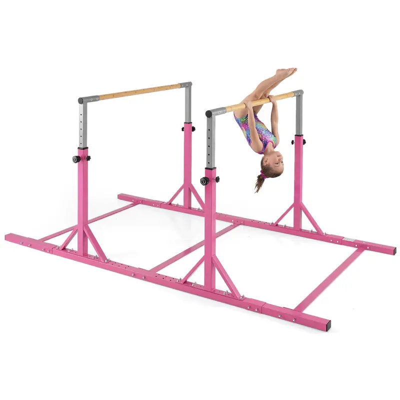 Adjustable Junior Parallel Bars for Gymnastics – 13 Height Settings (33"–57") & 6 Width Levels