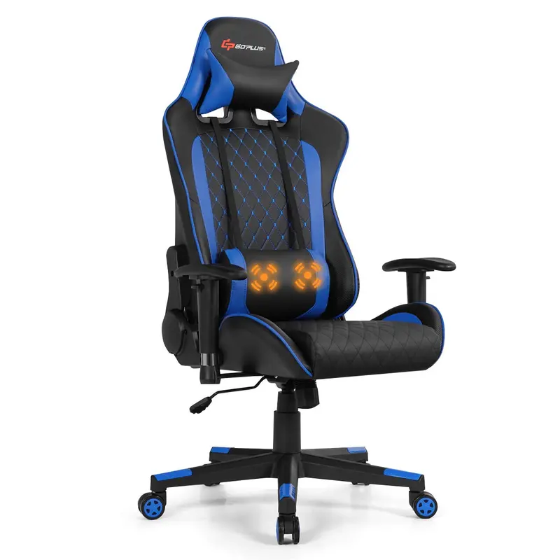 Adjustable Massage Gaming Chair – Reclining Backrest, Height-Adjustable Seat & Armrests 1