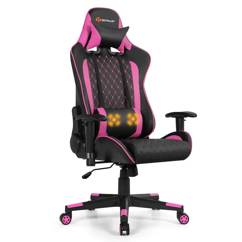 Adjustable Massage Gaming Chair – Reclining Backrest, Height-Adjustable Seat & Armrests