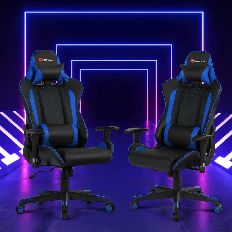 Adjustable Massage Gaming Chair – Reclining Backrest, Height-Adjustable Seat & Armrests