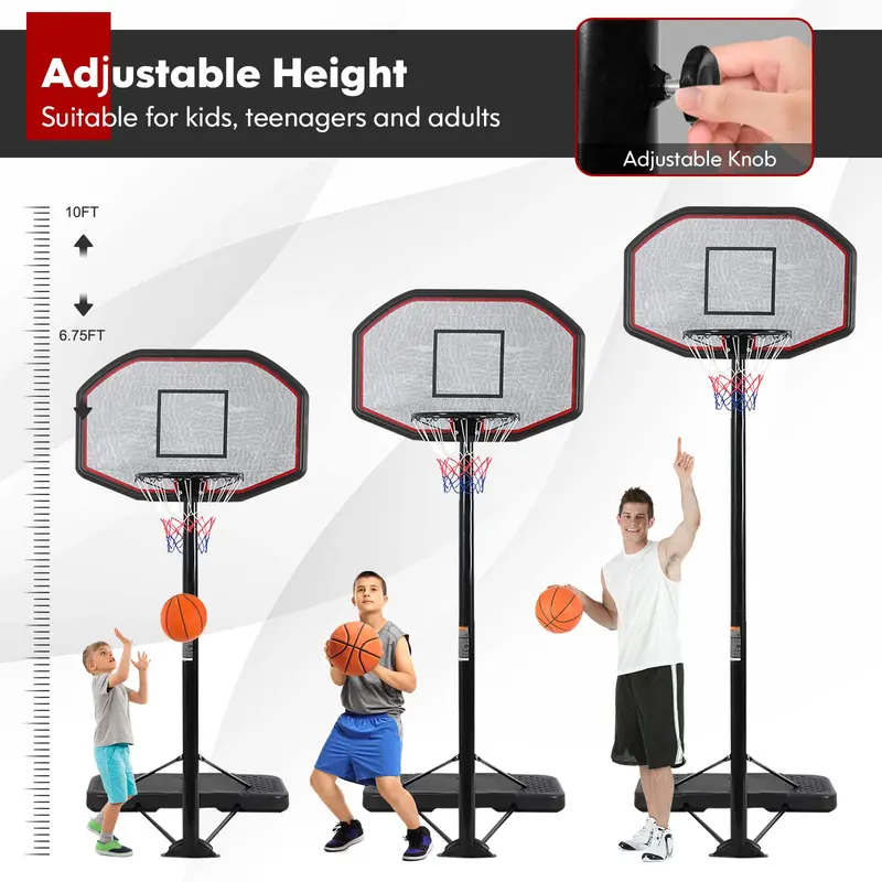 Adjustable Outdoor Basketball Hoop – Height-Variable Stand (6.5–10 FT) with Mobility Wheels