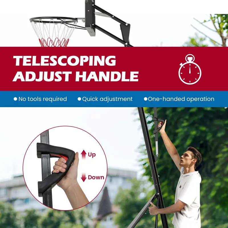 Adjustable Outdoor Basketball Hoop — Height-Variable System (4.9–10 ft) with 44-Inch Polycarbonate Backboard