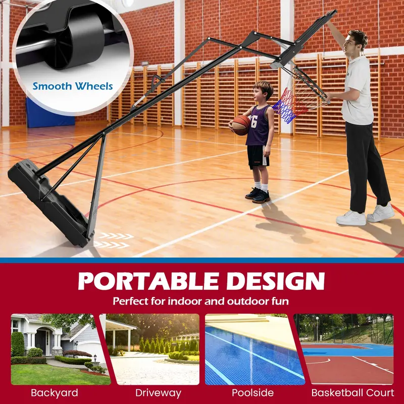 Adjustable Outdoor Basketball Hoop — Height-Variable System (4.9–10 ft) with 44-Inch Polycarbonate Backboard
