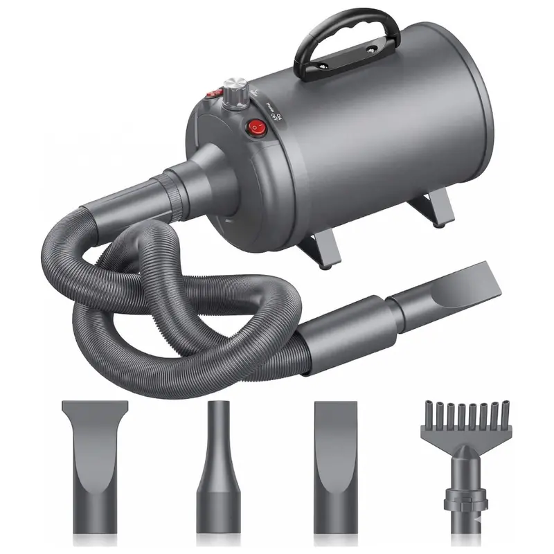 Adjustable Pet Blow Dryer with Four Interchangeable Nozzles and Variable Airflow 2