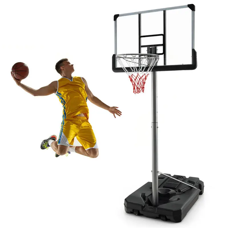 Adjustable Portable Basketball Hoop – 64" to 79" Height Range, 44" Wheeled Backboard, Poolside or Patio Use