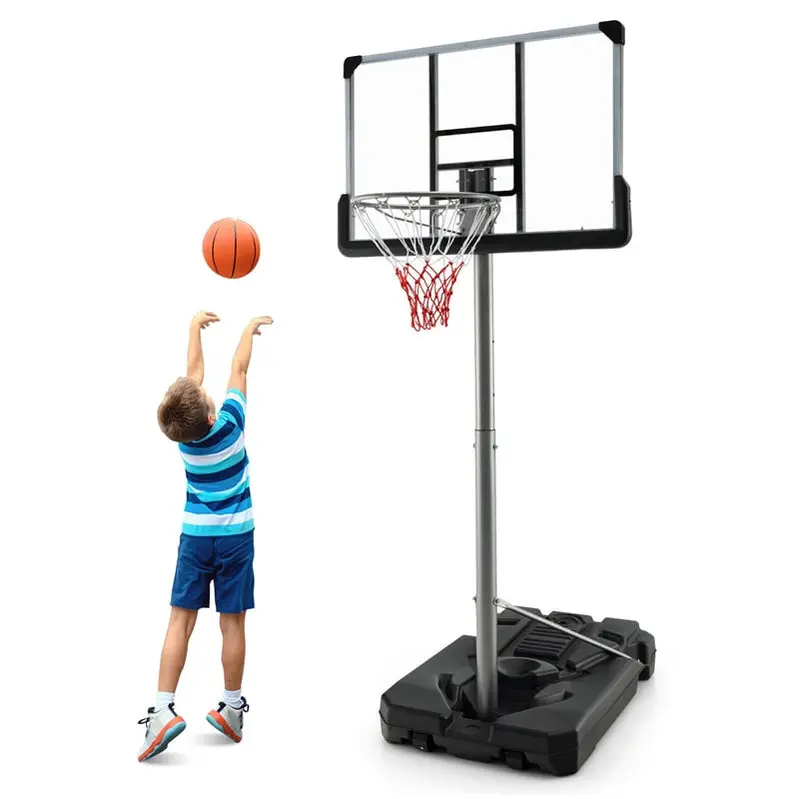Adjustable Portable Basketball Hoop – 64" to 79" Height Range, 44" Wheeled Backboard, Poolside or Patio Use