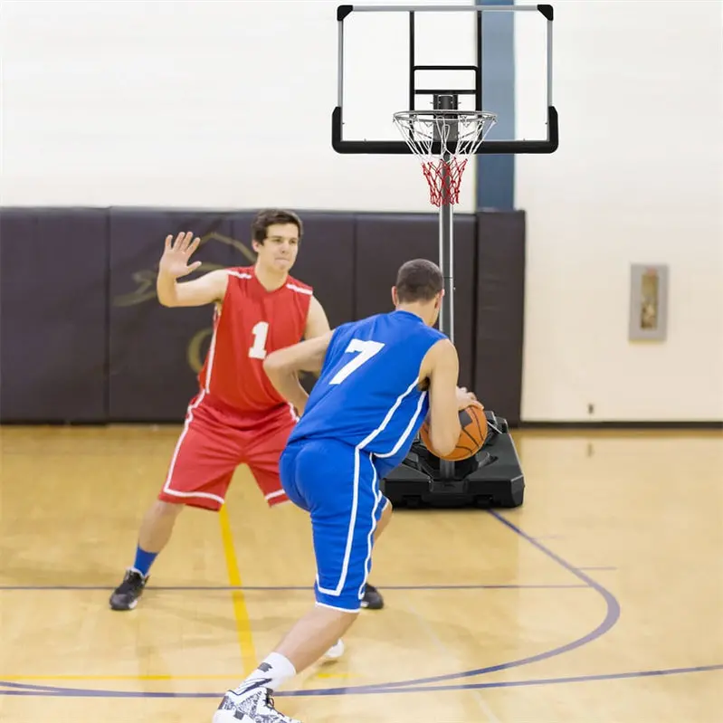 Adjustable Portable Basketball Hoop – 64" to 79" Height Range, 44" Wheeled Backboard, Poolside or Patio Use