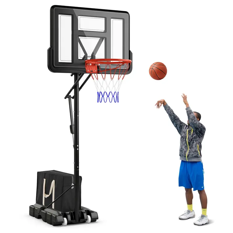 Adjustable Portable Outdoor Basketball Hoop System – 7.9 to 10 FT Height, 44" Shatterproof Backboard