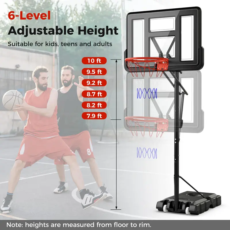 Adjustable Portable Outdoor Basketball Hoop System – 7.9 to 10 FT Height, 44" Shatterproof Backboard 2