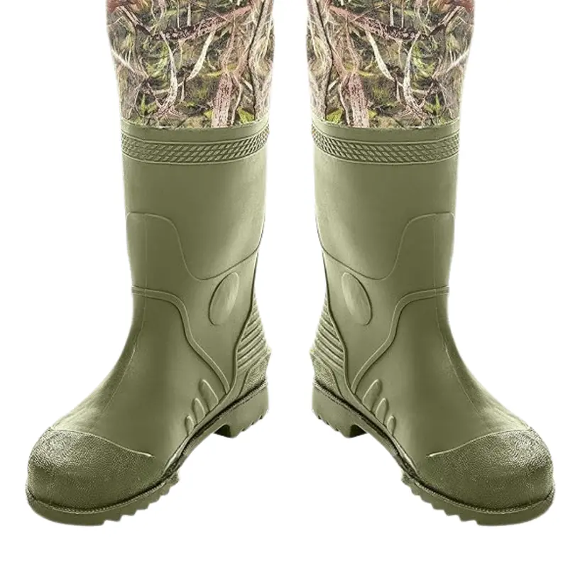 Adjustable PVC Hip Waders with Reinforced Straps for Wet Conditions