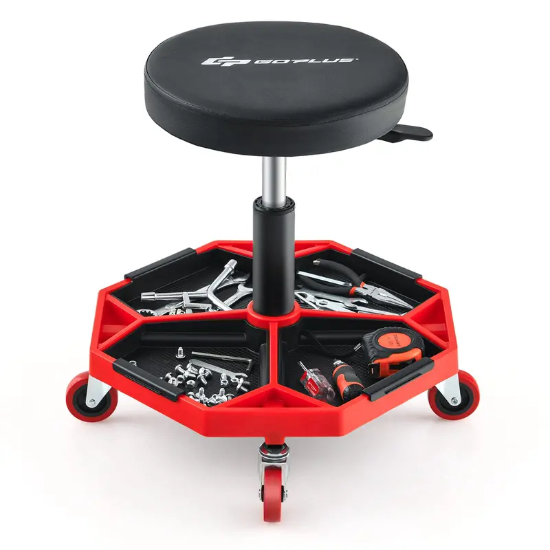Adjustable Shop Mechanic Stool – Pneumatic Creeper with Magnetic Tool Tray and Detachable Seat