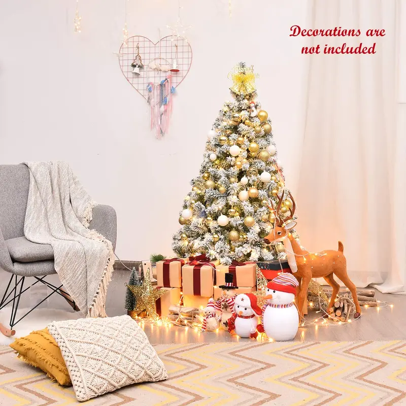 Adjustable-Size Pre-Lit Snow-Flocked Christmas Tree — Available in 4.5ft, 6ft, and 7.5ft Heights 2