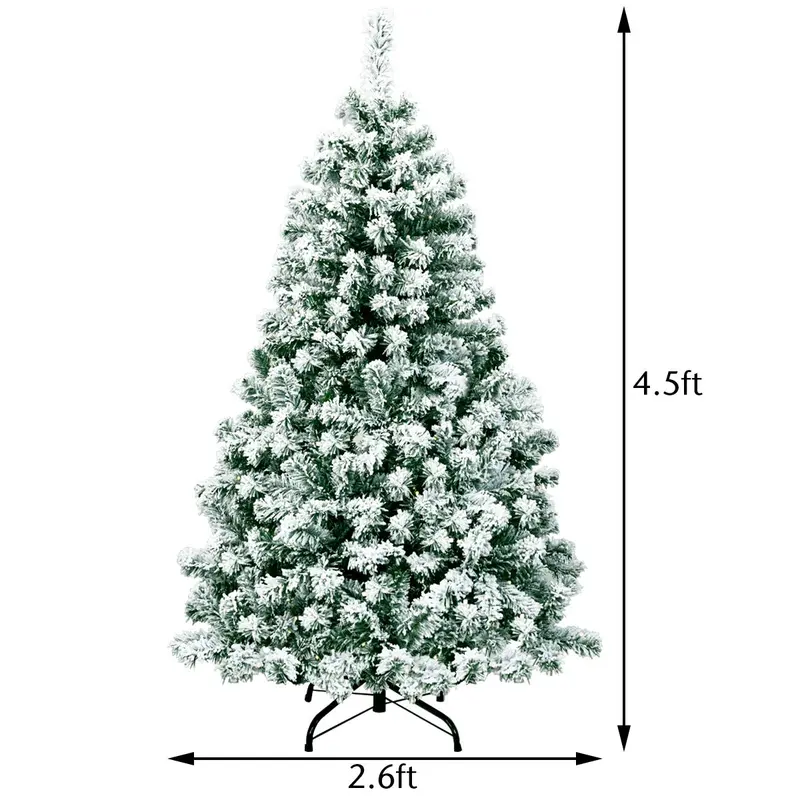 Adjustable-Size Pre-Lit Snow-Flocked Christmas Tree — Available in 4.5ft, 6ft, and 7.5ft Heights