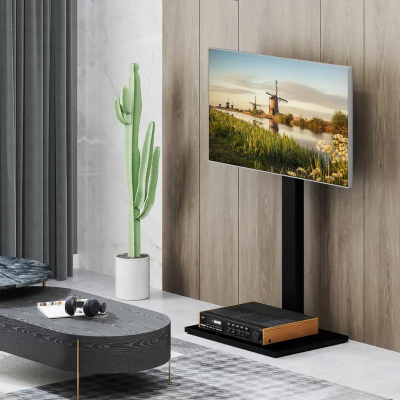 Adjustable Tabletop TV Stand — Height-Tunable Base with AV Shelf for 32–70" Displays 2
