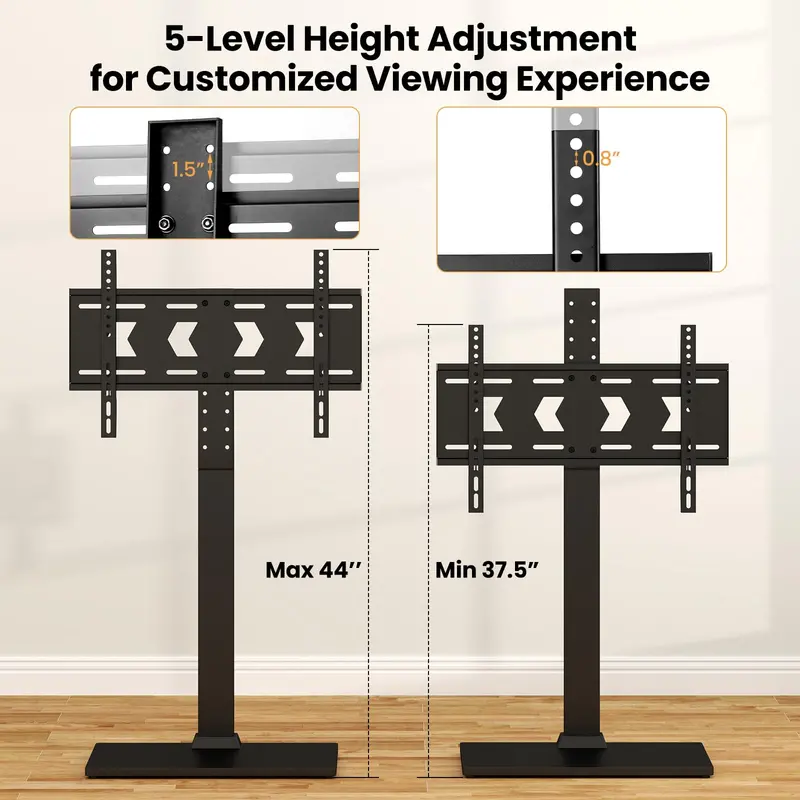 Adjustable Tabletop TV Stand — Height-Tunable Base with AV Shelf for 32–70" Displays