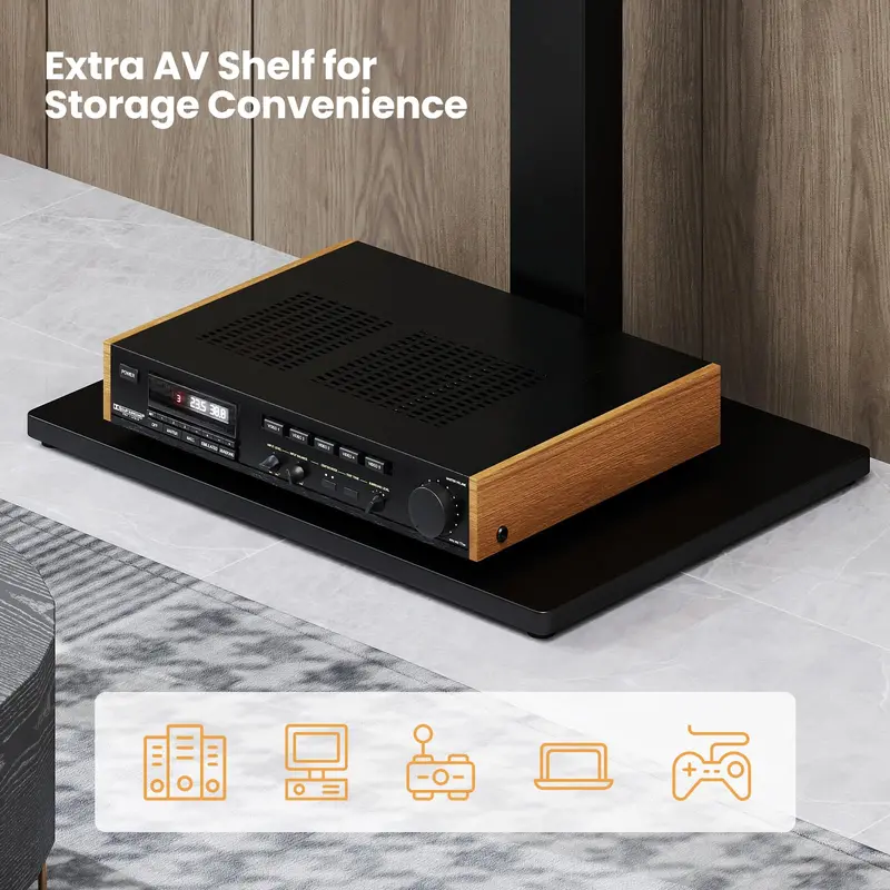 Adjustable Tabletop TV Stand — Height-Tunable Base with AV Shelf for 32–70" Displays