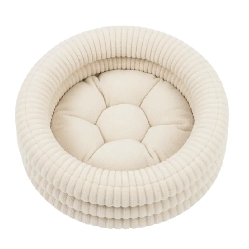 Adjustable-Warmth Heated Donut Pet Bed – Soft Plush Interior for Indoor Comfort