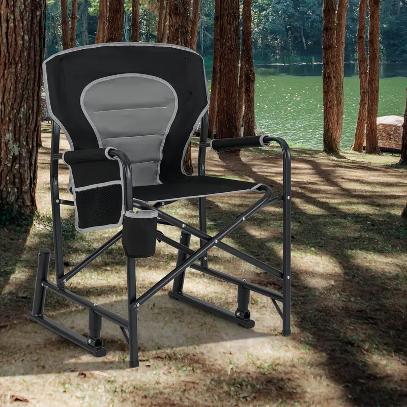 Adult Camping Rocker Chair – Dual-Spring Foldable Outdoor Seat with Padded Back Support 2