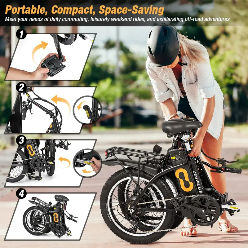 Adult Folding Electric Bike – 20" Fat-Tire Ebike with 750W Brushless Motor (850W Peak)
