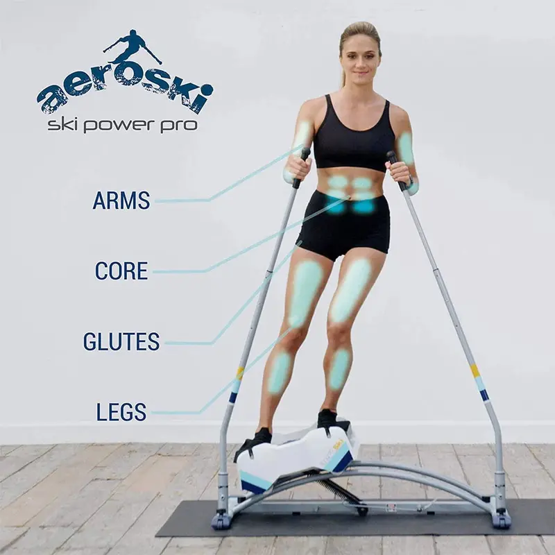 Aeroski 2.0 Ski Trainer – Recoil Spring Resistance Fitness Machine (Gray)