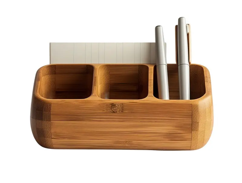 Aerovyn Bamboo Desktop Organizer – Minimalist Wooden Stationery & Office Supply Tray