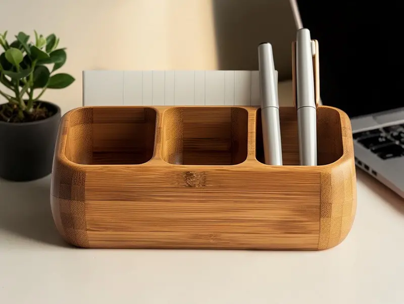Aerovyn Bamboo Desktop Organizer – Minimalist Wooden Stationery & Office Supply Tray 2