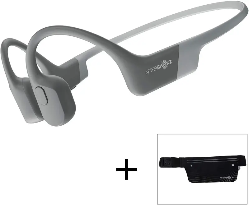 AfterShokz Aeropex Bone Conduction Headphones – Open-Ear Wireless Design with Sport Belt (Cosmic Black)