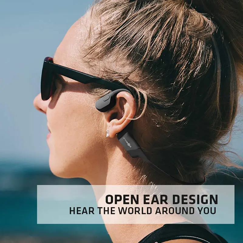 AfterShokz Aeropex Bone Conduction Headphones – Open-Ear Wireless Design with Sport Belt (Cosmic Black)