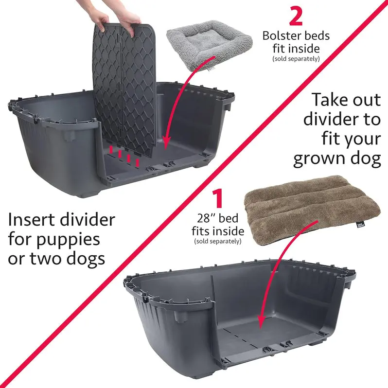 Airline-Approved Rolling Travel Crate for Dogs – XXX-Large Plastic Kennel with Wire Door and Smooth-Castor Wheels (Gray)