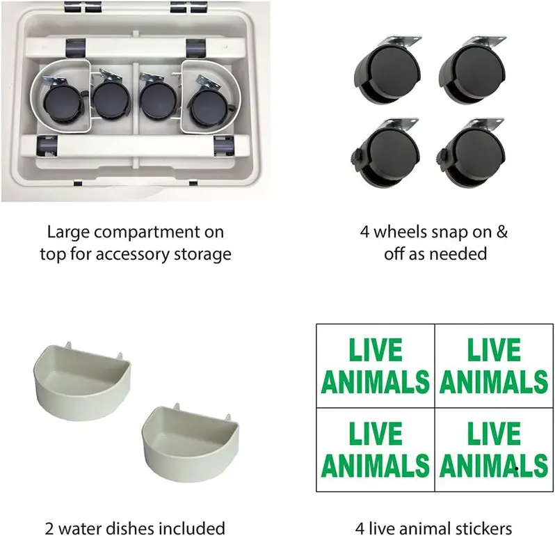 Airline-Approved Rolling Travel Crate for Dogs – XXX-Large Plastic Kennel with Wire Door and Smooth-Castor Wheels (Gray)