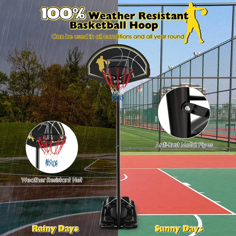 All-Environment Adjustable Basketball Hoop – 12-Position Indoor/Outdoor Goal (4.25–10 ft)