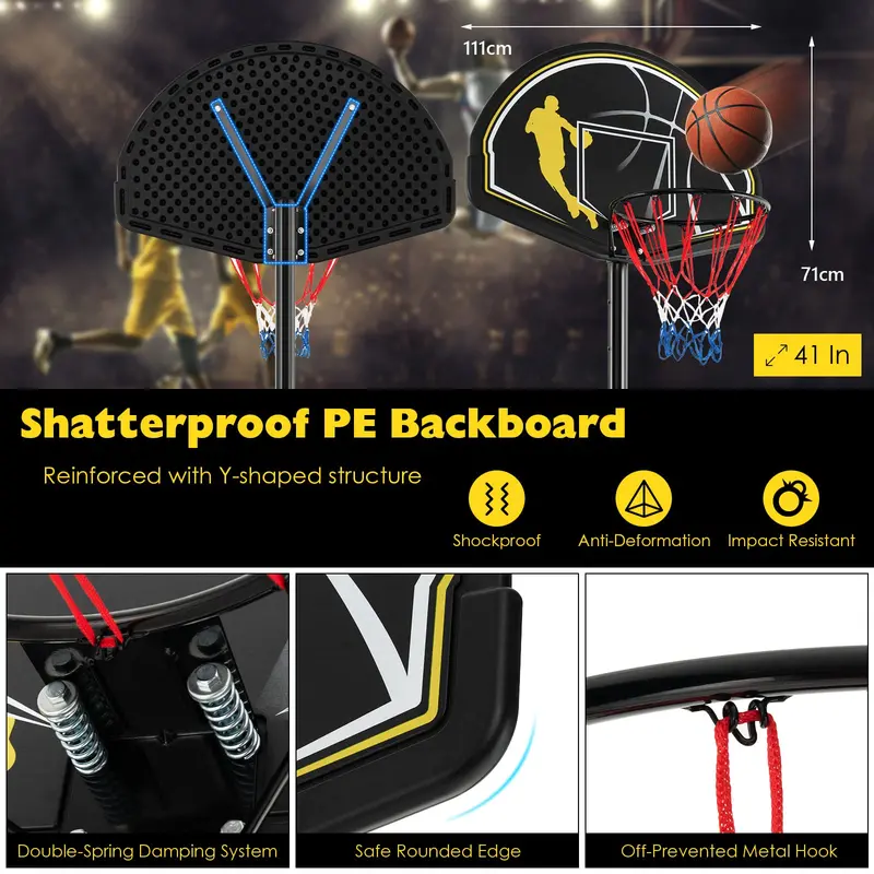 All-Environment Adjustable Basketball Hoop – 12-Position Indoor/Outdoor Goal (4.25–10 ft)