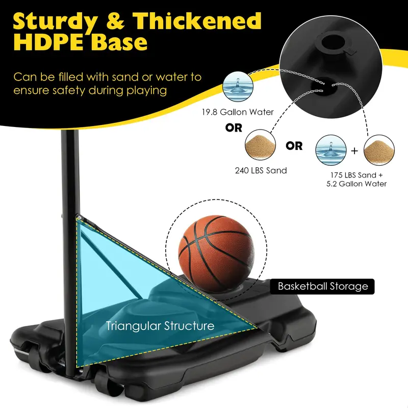 All-Environment Adjustable Basketball Hoop – 12-Position Indoor/Outdoor Goal (4.25–10 ft)