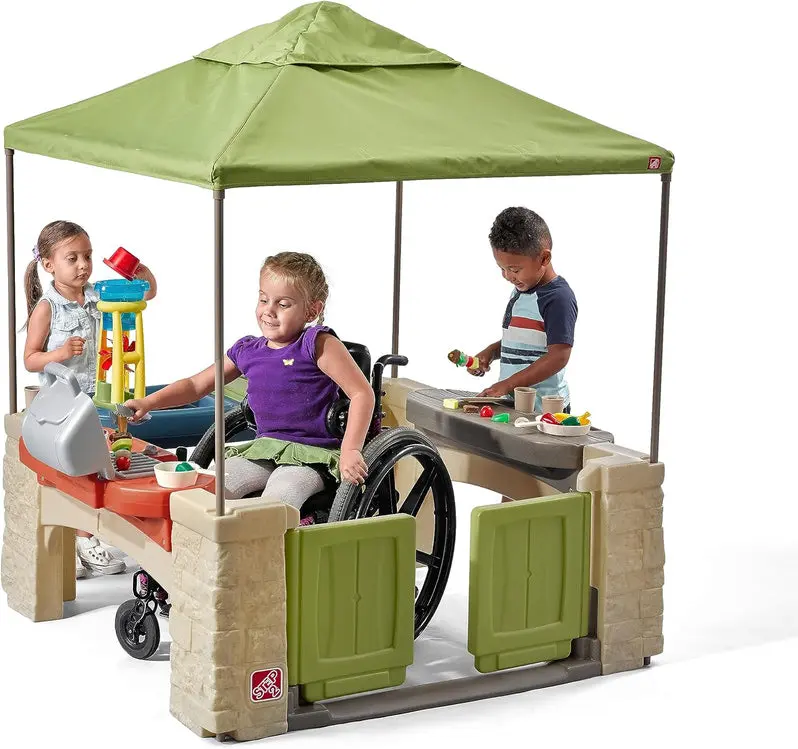 All-in-One Canopy Play Patio with Integrated Kitchen Play Area