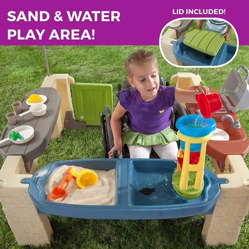 All-in-One Canopy Play Patio with Integrated Kitchen Play Area