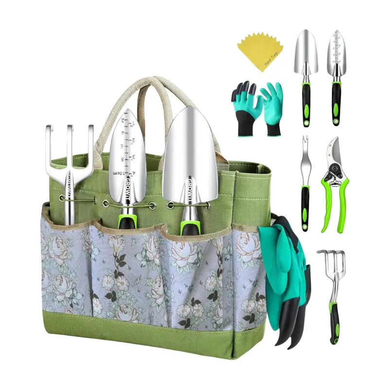 All-in-One Garden Tool Kit with Ergonomic Handles, Organizer Tote & Plant Markers 2