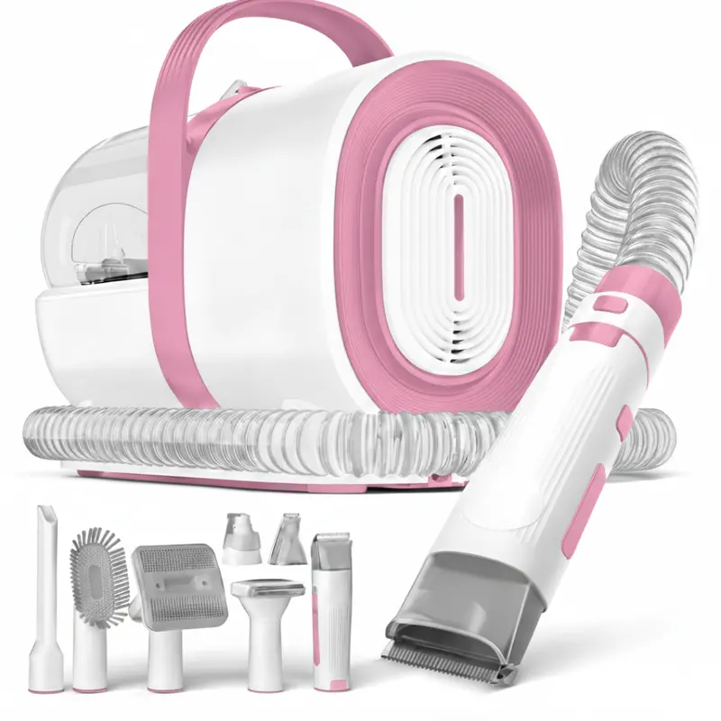 All-in-One Grooming Vacuum Kit Featuring Clippers, Nail Grinder, and Hair Collection Tools