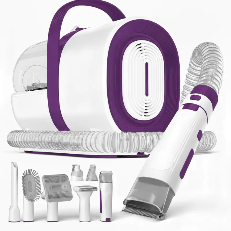 All-in-One Grooming Vacuum Kit Featuring Clippers, Nail Grinder, and Hair Collection Tools