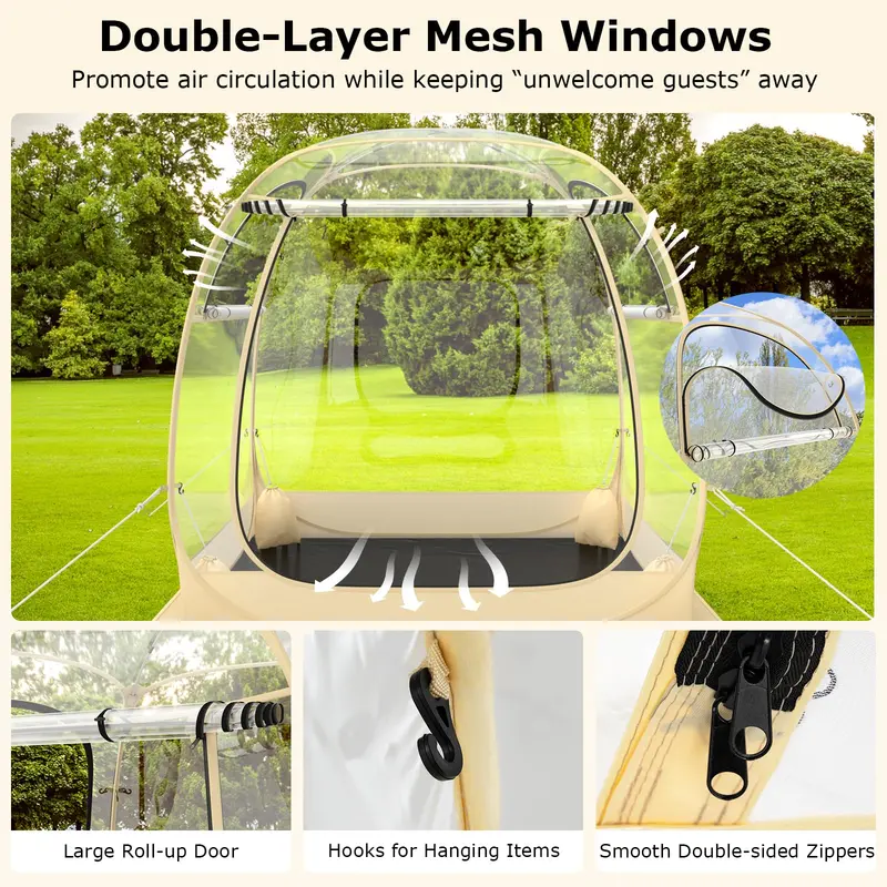 All-in-One Pop-Up Sports Tent – 4.2 ft x 4.2 ft Weatherproof Pod with Stakes, Sandbag, Floor Mat & Wind Rope