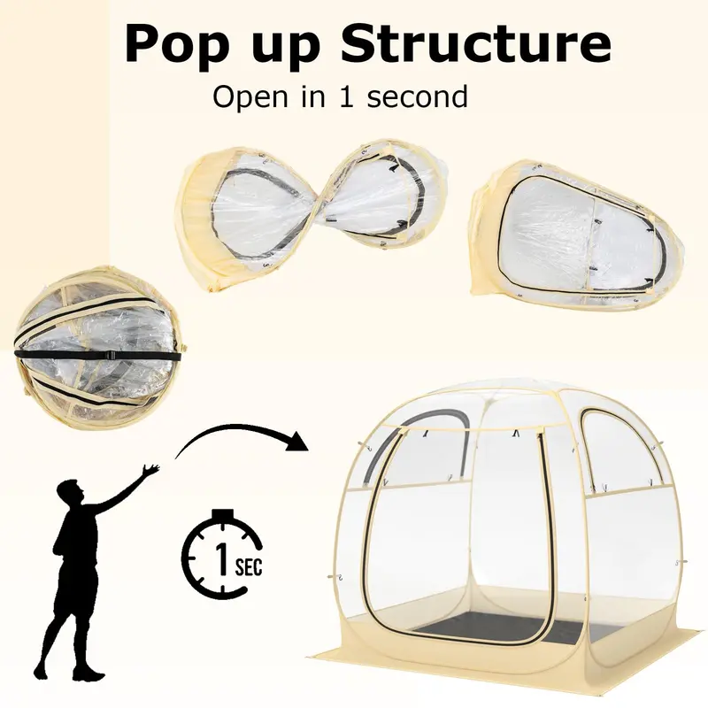 All-in-One Pop-Up Sports Tent – 4.2 ft x 4.2 ft Weatherproof Pod with Stakes, Sandbag, Floor Mat & Wind Rope