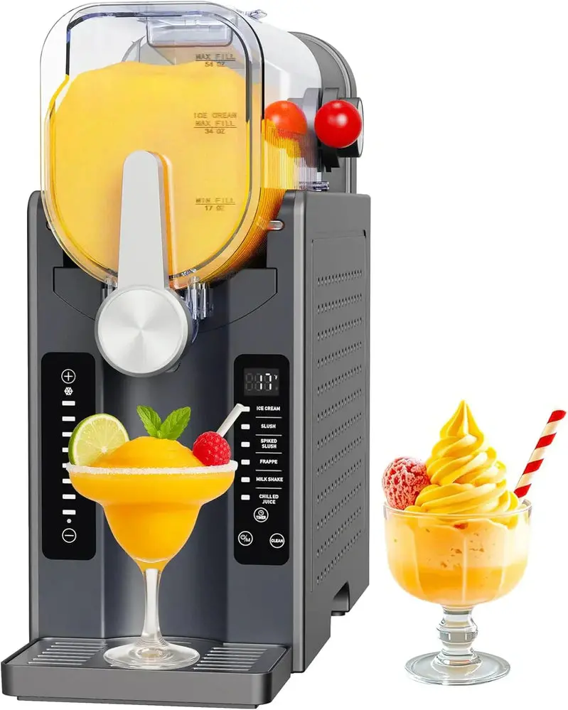 All-in-One Slushie Maker for Home: No Ice Required, Real-Time Temperature Display, Auto-Clean Function, 6 Preset Programs for Margaritas, Cocktails, Frappés, Ice Cream, Smoothies & Milkshakes