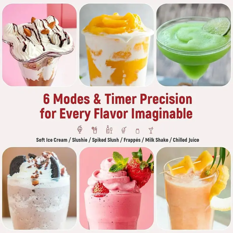 All-in-One Slushie Maker for Home: No Ice Required, Real-Time Temperature Display, Auto-Clean Function, 6 Preset Programs for Margaritas, Cocktails, Frappés, Ice Cream, Smoothies & Milkshakes