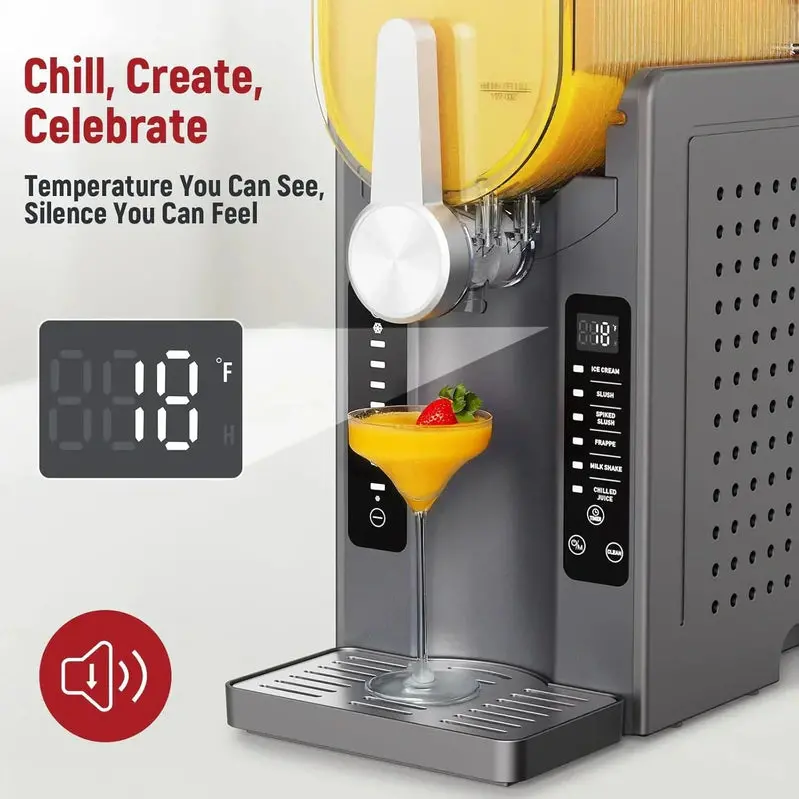All-in-One Slushie Maker for Home: No Ice Required, Real-Time Temperature Display, Auto-Clean Function, 6 Preset Programs for Margaritas, Cocktails, Frappés, Ice Cream, Smoothies & Milkshakes