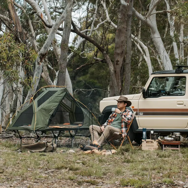 All-in-One Waterproof Elevated Cot Tent – 1-Person Off-Ground Sleeping System for Campers 2