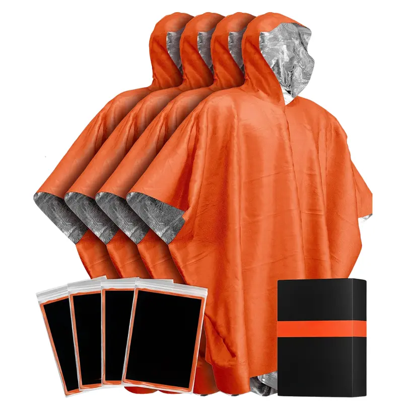 All-Season Reflective Rain Ponchos (4-Pack) with Mylar Lining 2