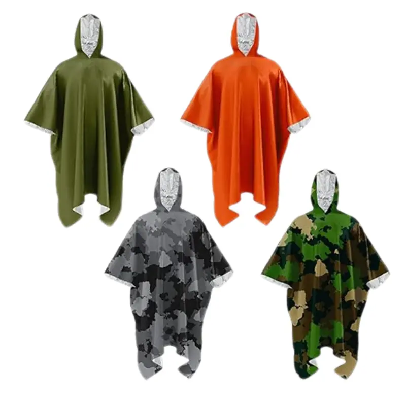 All-Season Reflective Rain Ponchos (4-Pack) with Mylar Lining