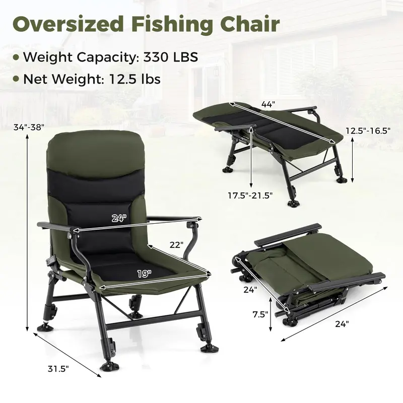 All-Terrain High-Back Camping Chair with Padded Support and Rugged Frame