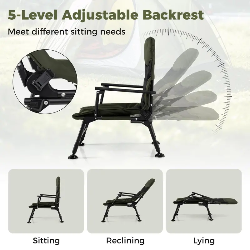 All-Terrain High-Back Camping Chair with Padded Support and Rugged Frame